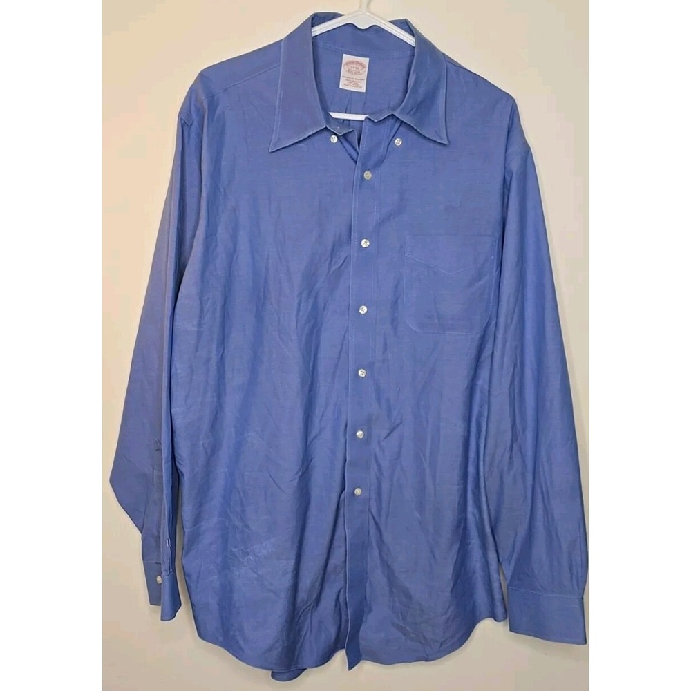Brooks Brothers Shirt Mens 17 35 Button Up Chest Pocket Broadcloth Poplin